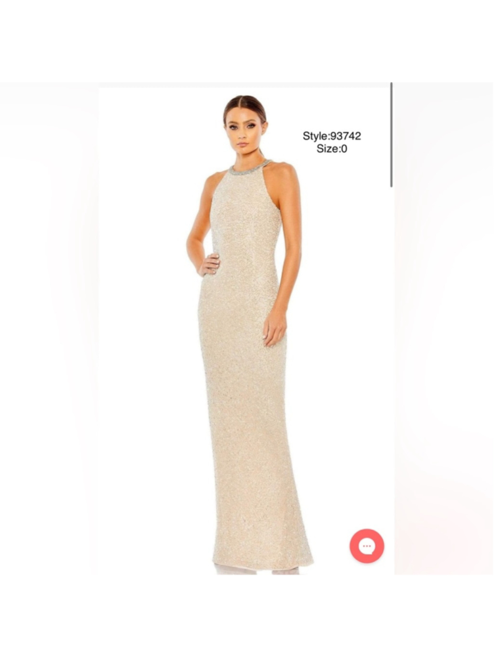 Beaded sleeveless high neck column gown